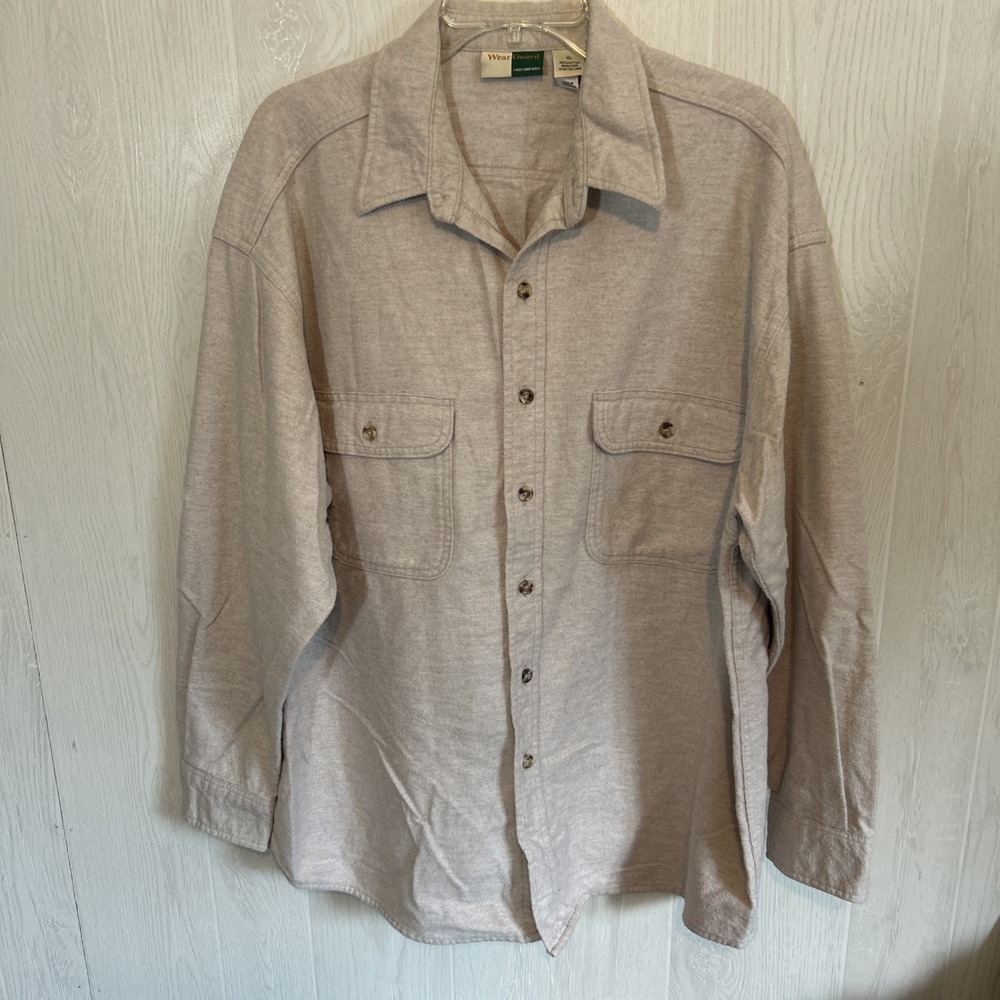 Wearguard XL Beige Cotton Button Front Flannel Shirt
